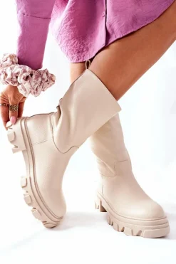 Botki Zimowe Damskie|Brązowe I Beżowe Botki><noscript><img width=