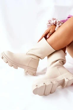 Botki Zimowe Damskie|Brązowe I Beżowe Botki><noscript><img width=