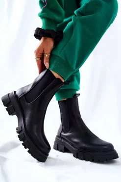 Wysokie Botki Sztyblety Czarne Hallam Damskie Czarne Botki|Botki Zimowe Damskie