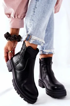 Online Wysokie Botki Z Suwakami Czarne Silvan Damskie Czarne Botki|Botki Zimowe Damskie