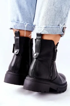 Online Wysokie Botki Z Suwakami Czarne Silvan Damskie Czarne Botki|Botki Zimowe Damskie