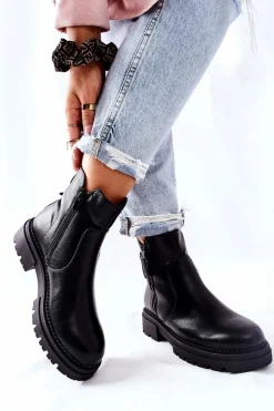 Online Wysokie Botki Z Suwakami Czarne Silvan Damskie Czarne Botki|Botki Zimowe Damskie