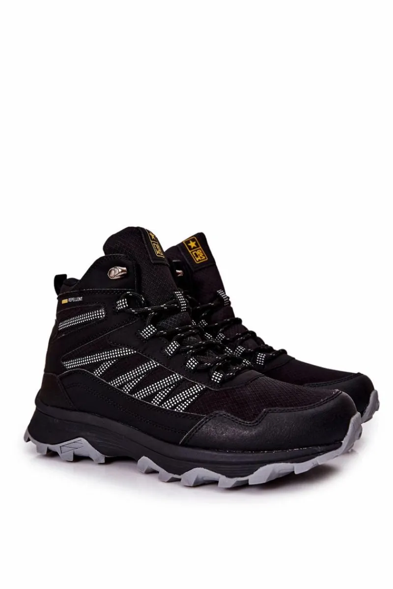 Obuwie Sportowe Męskie|Botki Męskie>Evento Wysokie Buty Sportowe Wiązane Czarne Deepmark