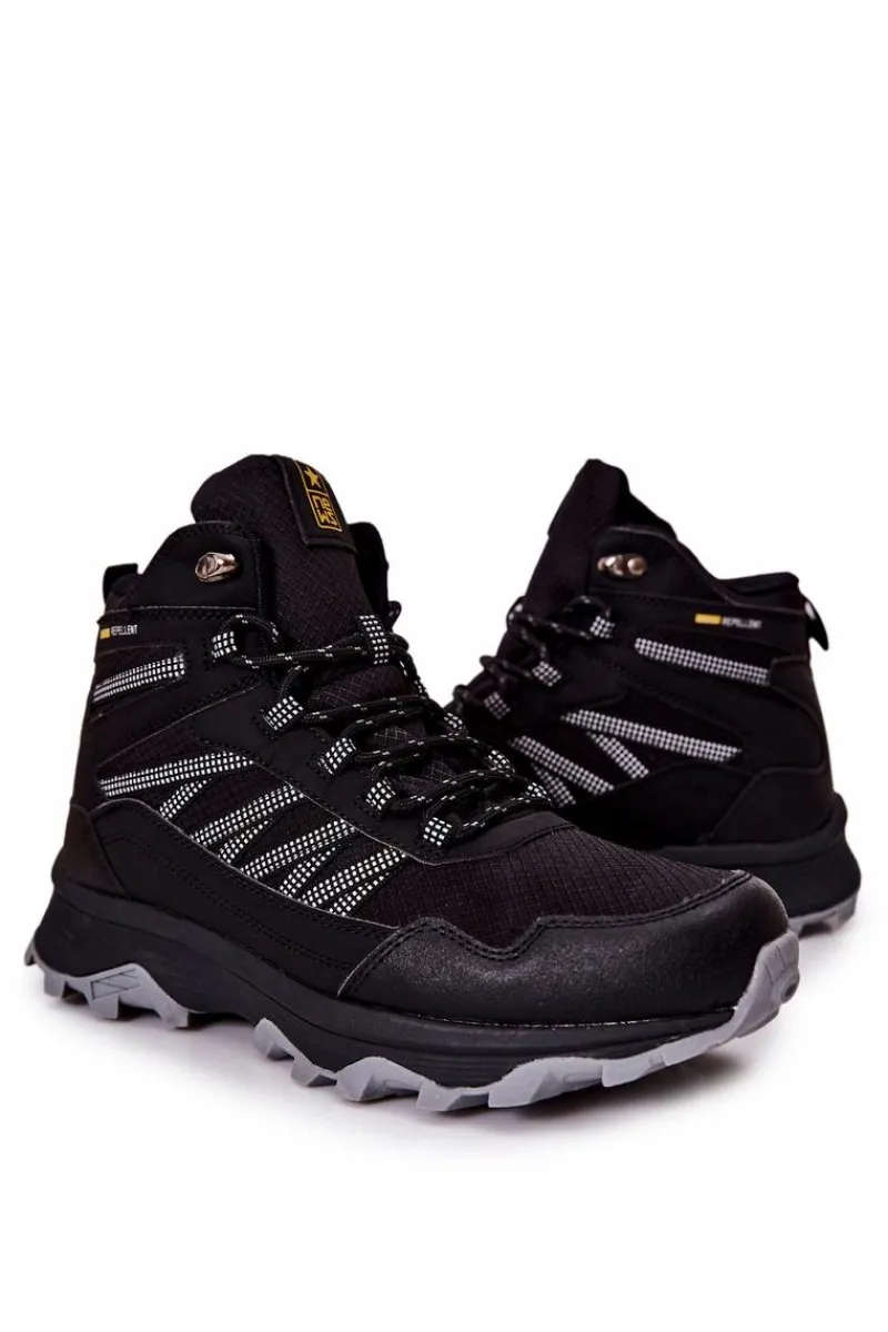 Obuwie Sportowe Męskie|Botki Męskie>Evento Wysokie Buty Sportowe Wiązane Czarne Deepmark