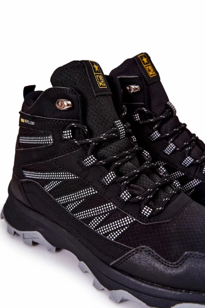 Obuwie Sportowe Męskie|Botki Męskie>Evento Wysokie Buty Sportowe Wiązane Czarne Deepmark