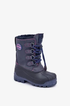 Dziewczęce>Lee Cooper Wysokie Ciepłe Śniegowce Dziecięce Ze Ściągaczem LCJ-24-44-2843K Granatowe Niebieski