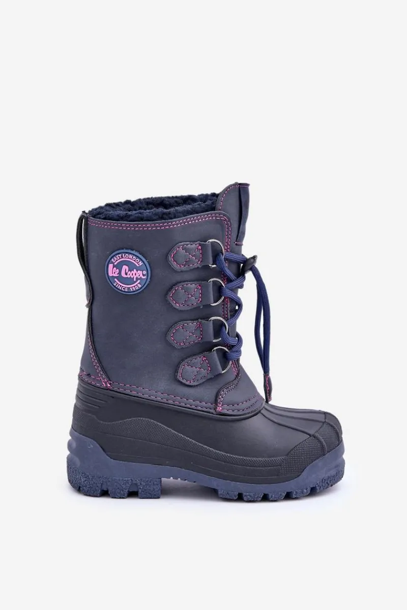 Dziewczęce>Lee Cooper Wysokie Ciepłe Śniegowce Dziecięce Ze Ściągaczem LCJ-24-44-2843K Granatowe Niebieski