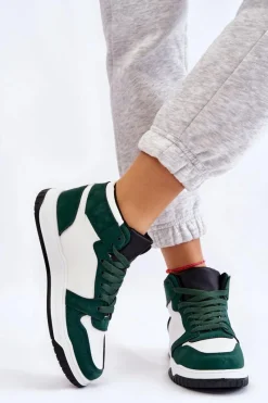 Trampki Damskie Wysokie|Buty Sportowe Na Platformie></noscript>Boto Wysokie Damskie Buty Sportowe Trampki Biało-Zielone Rumour