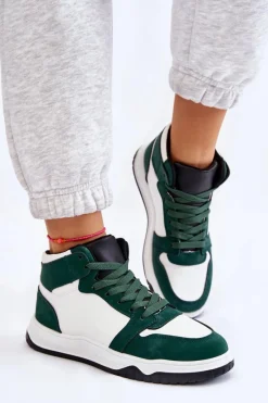 Trampki Damskie Wysokie|Buty Sportowe Na Platformie></noscript>Boto Wysokie Damskie Buty Sportowe Trampki Biało-Zielone Rumour