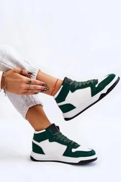 Trampki Damskie Wysokie|Buty Sportowe Na Platformie></noscript>Boto Wysokie Damskie Buty Sportowe Trampki Biało-Zielone Rumour