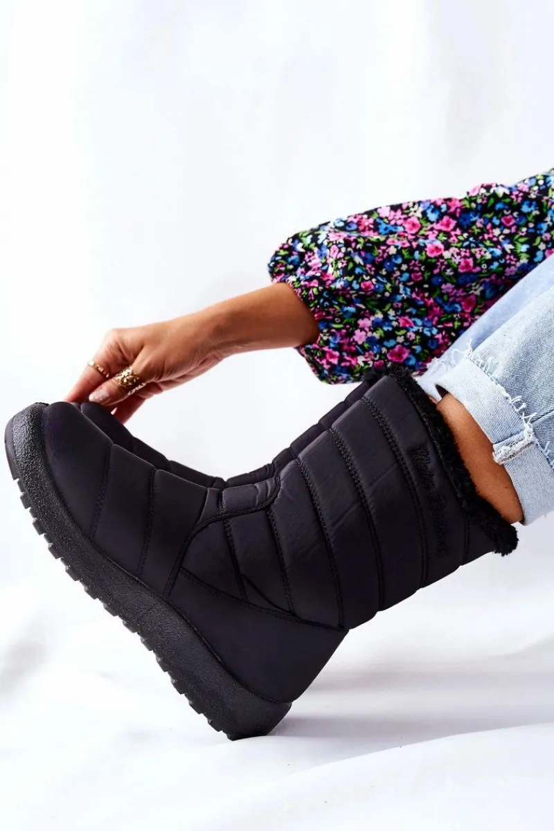 Śniegowce Damskie>Boto Wysokie Damskie Ocieplane Śniegowce Czarne Luxina Czarny