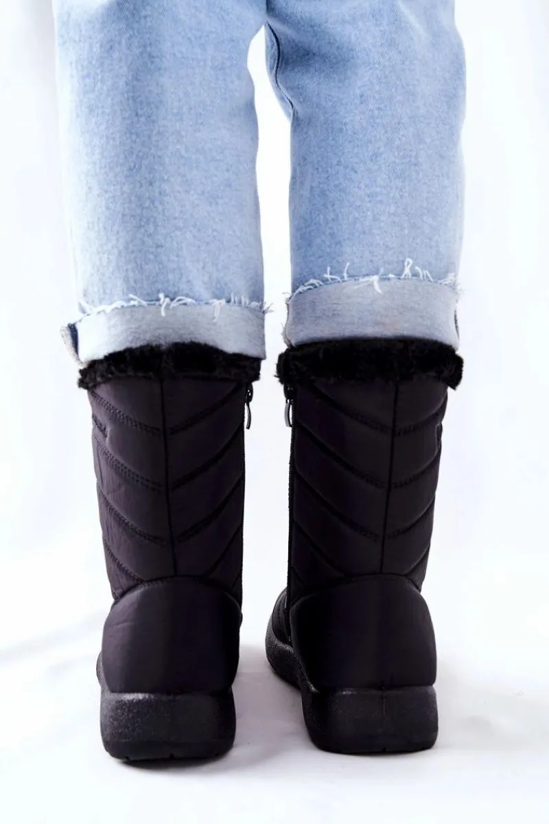 Śniegowce Damskie>Boto Wysokie Damskie Ocieplane Śniegowce Czarne Luxina Czarny