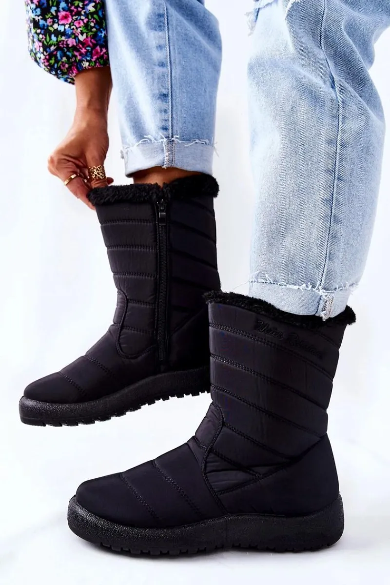 Śniegowce Damskie>Boto Wysokie Damskie Ocieplane Śniegowce Czarne Luxina Czarny