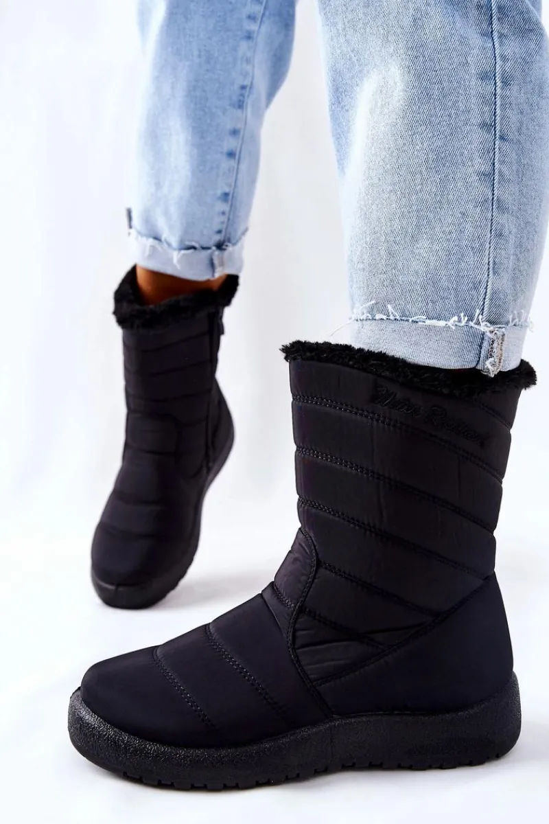 Śniegowce Damskie>Boto Wysokie Damskie Ocieplane Śniegowce Czarne Luxina Czarny