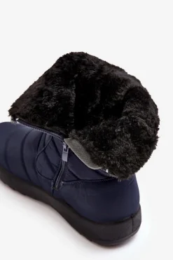 Śniegowce Damskie>Boto Wysokie Damskie Ocieplane Śniegowce Granatowe Luxina Niebieski