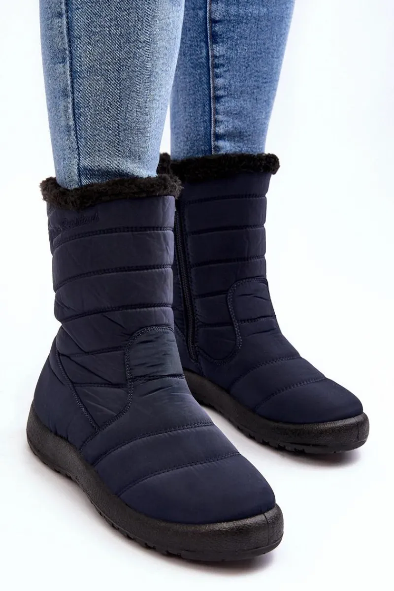 Śniegowce Damskie>Boto Wysokie Damskie Ocieplane Śniegowce Granatowe Luxina Niebieski
