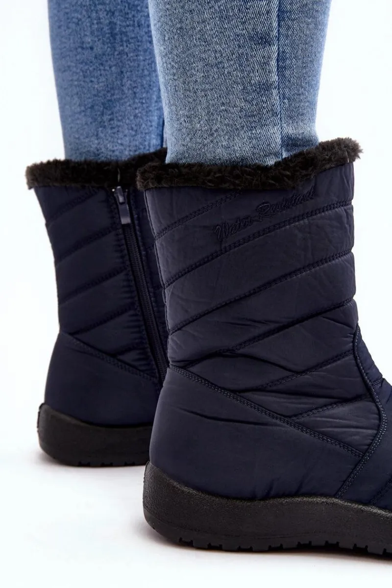 Śniegowce Damskie>Boto Wysokie Damskie Ocieplane Śniegowce Granatowe Luxina Niebieski