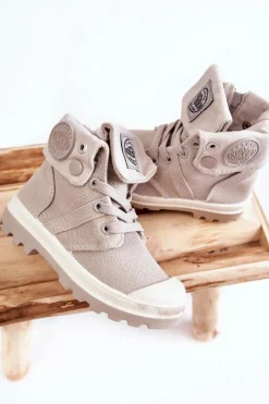 Clearance Boto Wysokie Dziecięce Trampki Wiązane Szare Tobby