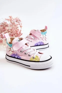 Boto Wysokie Dziecięce Trampki Materiałowe Print Różowe Dorry