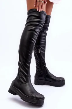 Sale Boto Wysokie Kozaki Na Suwak Czarne Dudesa