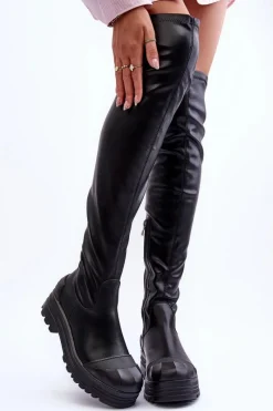 Sale Boto Wysokie Kozaki Na Suwak Czarne Dudesa