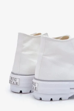 Big Star Shoes Wysokie Materiałowe Trampki Na Platformie Big Star LL274156 Białe Biały
