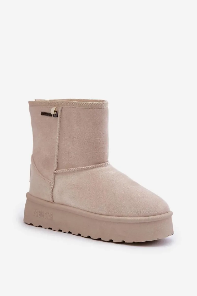 Discount Big Star Shoes Wysokie Śniegowce Damskie Na Platformie Big Star OO274897 Jasnobeżowe Beżowy