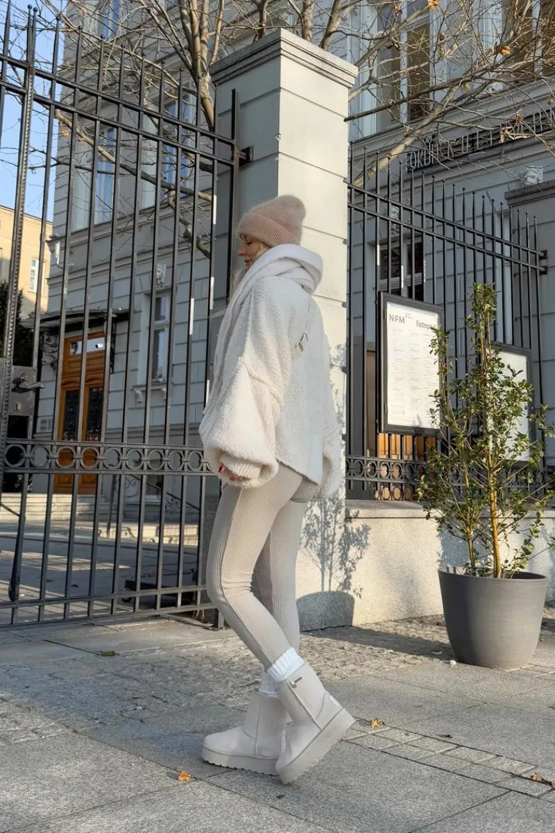 Discount Big Star Shoes Wysokie Śniegowce Damskie Na Platformie Big Star OO274897 Jasnobeżowe Beżowy