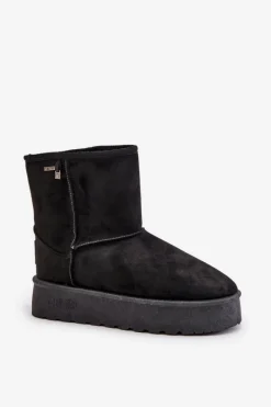 Clearance Wysokie Śniegowce Damskie Na Platformie Big Star OO274898 Czarne Damskie Śniegowce Damskie