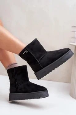 Clearance Wysokie Śniegowce Damskie Na Platformie Big Star OO274898 Czarne Damskie Śniegowce Damskie