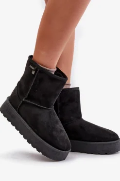 Clearance Wysokie Śniegowce Damskie Na Platformie Big Star OO274898 Czarne Damskie Śniegowce Damskie