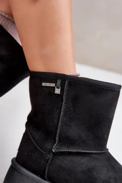 Clearance Wysokie Śniegowce Damskie Na Platformie Big Star OO274898 Czarne Damskie Śniegowce Damskie