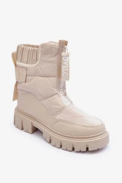 New Evento Wysokie Śniegowce Damskie Ocieplane Beżowe Freoc