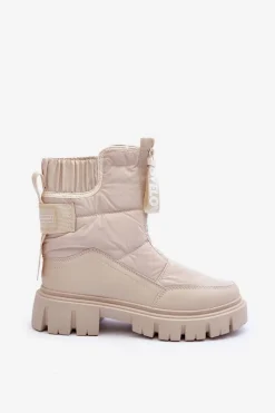 New Evento Wysokie Śniegowce Damskie Ocieplane Beżowe Freoc