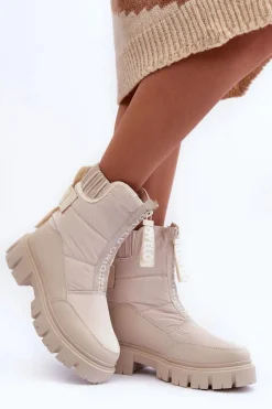 New Evento Wysokie Śniegowce Damskie Ocieplane Beżowe Freoc
