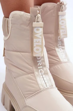 New Evento Wysokie Śniegowce Damskie Ocieplane Beżowe Freoc