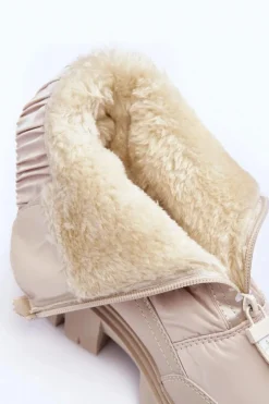 New Evento Wysokie Śniegowce Damskie Ocieplane Beżowe Freoc