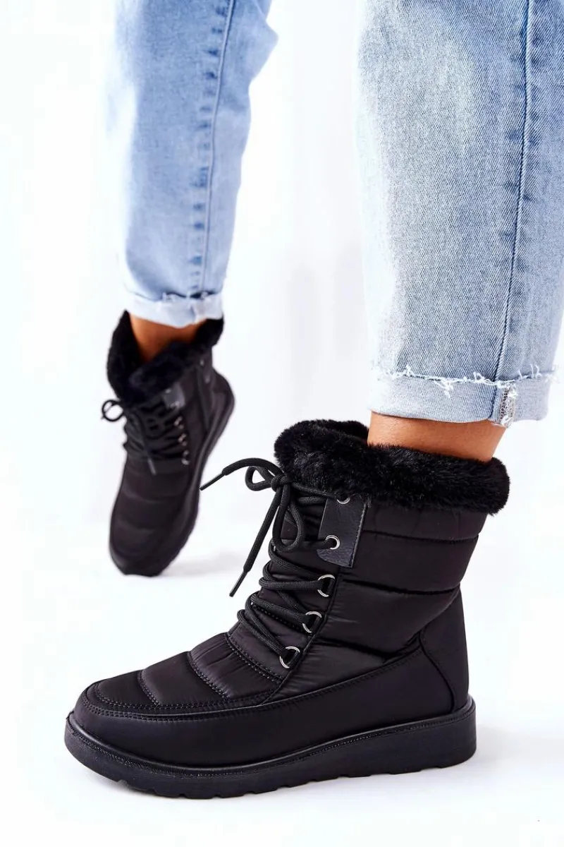 Discount Buty damskie Vinceza Wysokie Śniegowce Z Futerkiem Czarne Haneta