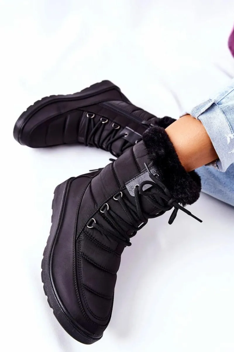 Discount Buty damskie Vinceza Wysokie Śniegowce Z Futerkiem Czarne Haneta