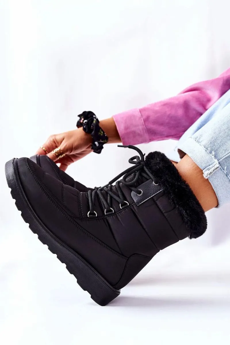 Discount Buty damskie Vinceza Wysokie Śniegowce Z Futerkiem Czarne Haneta