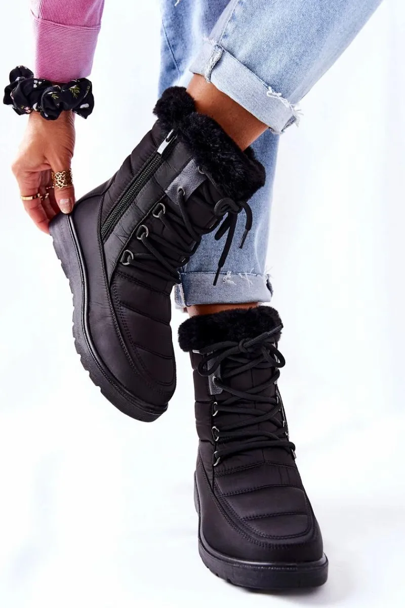 Discount Buty damskie Vinceza Wysokie Śniegowce Z Futerkiem Czarne Haneta