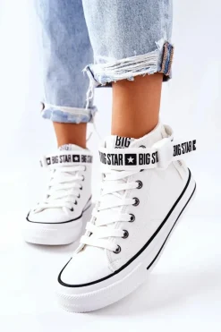 New Wysokie Ocieplane Trampki Big Star GG274027 Białe Damskie Trampki Ocieplane|Trampki Damskie Big Star