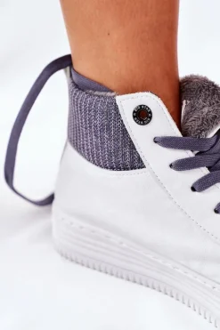 Hot Wysokie Ocieplane Trampki Big Star II274144 Biało-Szare Damskie Trampki Ocieplane|Trampki Damskie Big Star