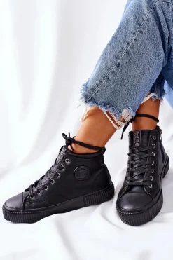 Clearance Wysokie Ocieplane Trampki Big Star II274157 Czarne Damskie Trampki Ocieplane|Trampki Damskie Big Star