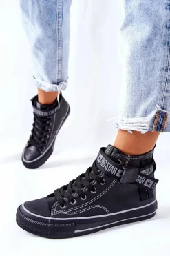 Clearance Wysokie Ocieplane Trampki Big Star GG274026 Czarne Damskie Trampki Ocieplane|Trampki Damskie Big Star