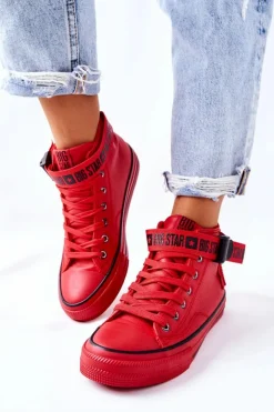 New Big Star Shoes Wysokie Ocieplane Trampki Big Star GG274028 Czerwone