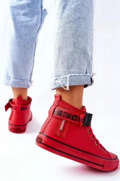 New Big Star Shoes Wysokie Ocieplane Trampki Big Star GG274028 Czerwone