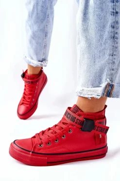 New Big Star Shoes Wysokie Ocieplane Trampki Big Star GG274028 Czerwone