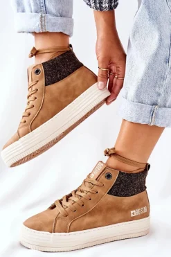 Online Big Star Shoes Wysokie Ocieplane Trampki Big Star II274145 Camel