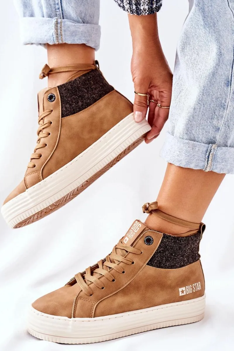 Online Big Star Shoes Wysokie Ocieplane Trampki Big Star II274145 Camel